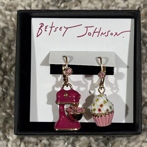 Betsey Johnson Faux Stone Cupcake Mismatch Drop Earrings